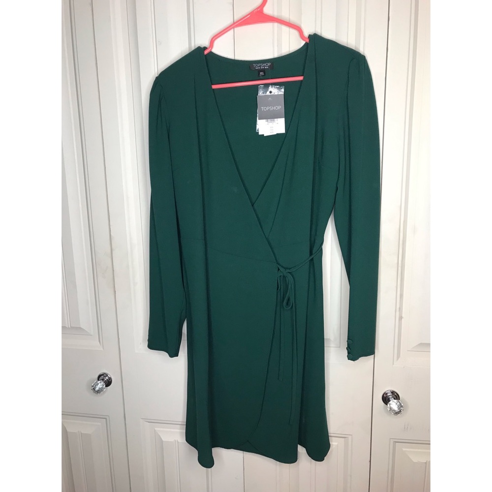 Topshop Green Wrap Dress